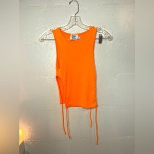 Princess Polly Size 0 Orange side tie Crop Top